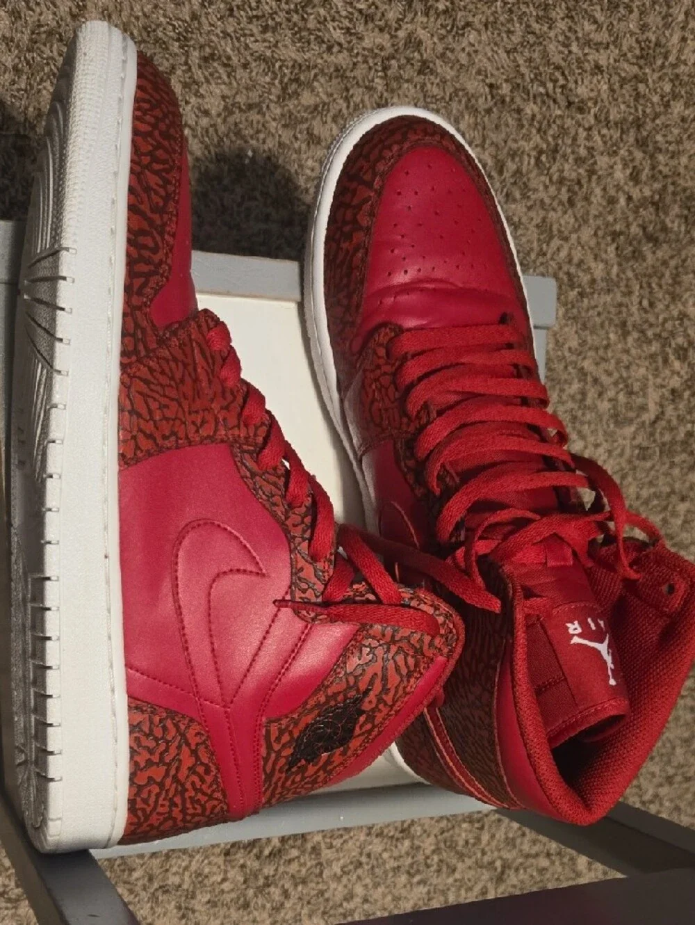 Nike Red High-Top Jumpman Sneakers - Picture 5 of 15